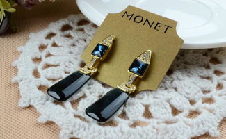 Monet 金銀雙色鑲鉆水晶耳環 廠家直供，批發價格與圖片一覽